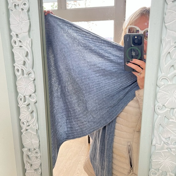 Deal❤️🔥🎉❄️Blue Ribbed Cashmere Scarf - Picture 2 of 4